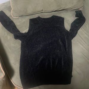 Cold shoulder velour sweater